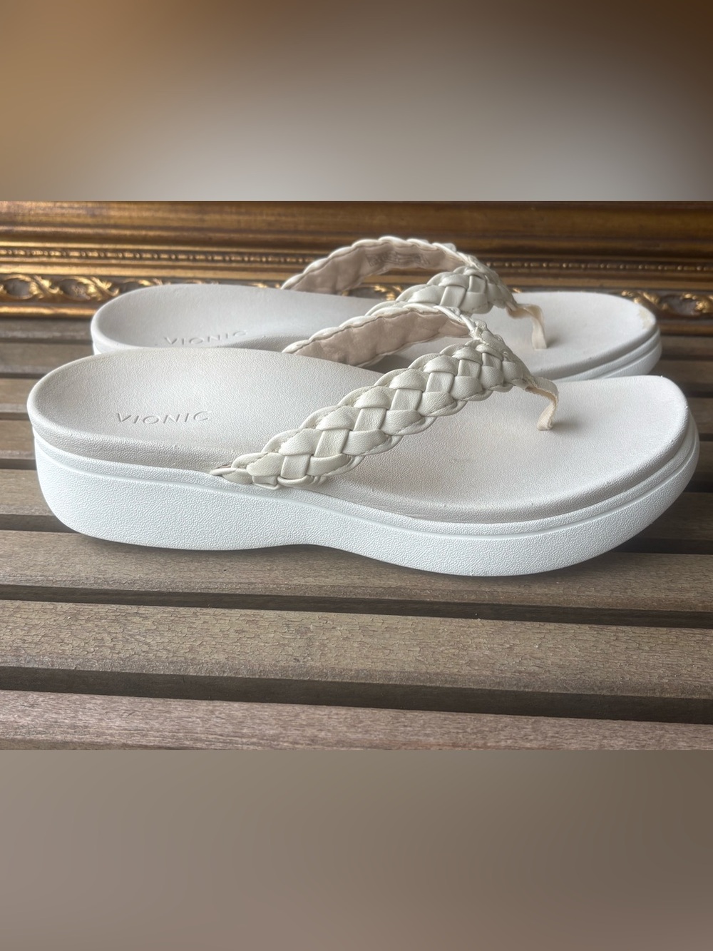 Vionic White Braided Platform Sandals - Women's size 10 - Picture 6 of 8